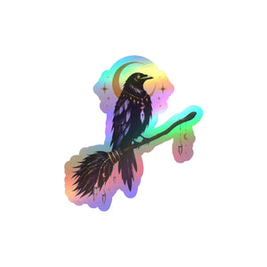 Mystical raven moon kiss-cut vinyl decal - home decor decals
