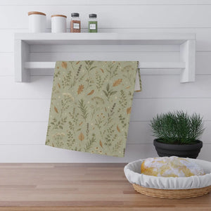 DipaliZ botanical herb garden tea towel, 18 by 30 inches in sage green
