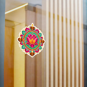 Colorful lotus mandala kiss-cut vinyl decal - home decor decals