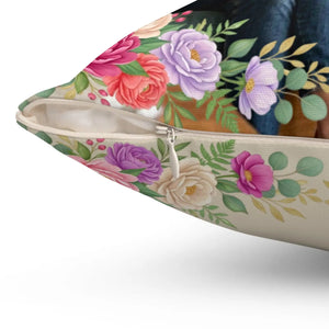 Floral Photo Pillow – Personalized Square Decorative Throw Pillow