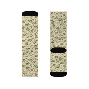 Frog and toad Pattern Sublimation Socks — Cute Woodland Animal Crew Socks