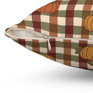 Autumn Pumpkin Plaid Pillow