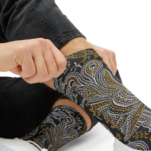 Paisley Pattern Sublimation Socks – Black & Gold Paisley Crew Socks