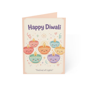 Personalized, Happy Diwali Greeting Cards — Cute Festival of Lights Cards (1/10/30/50 pcs)
