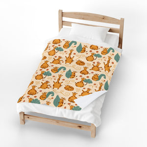 Giraffe Friends Velveteen Plush Blanket