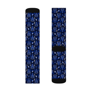 Blue Hanukkah Menorah Socks