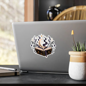 Mystical open book kiss-cut vinyl decal - home decor decals