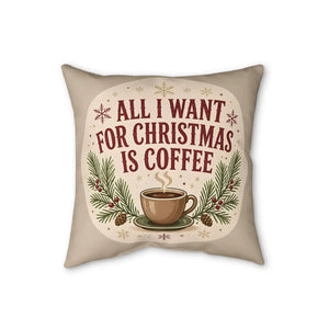 DipaliZ Christmas coffee cushion shown in an 18 by 18 inch size
