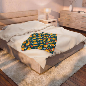 Rubber Duck Swim Velveteen Plush Blanket — Cozy Baby & Kids Throw