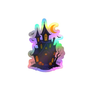 Haunted halloween castle kiss-cut vinyl decal - home decor decals