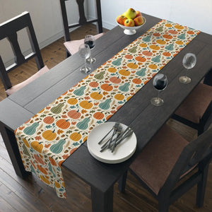 Autumn Pumpkins Table Runner — Fall Harvest Thanksgiving Kitchen Decor