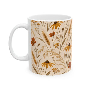 Crossed stems and seed heads in the DipaliZ wildflower mug artwork
