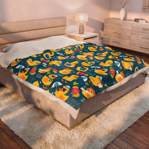 Rubber Duck Swim Velveteen Plush Blanket — Cozy Baby & Kids Throw