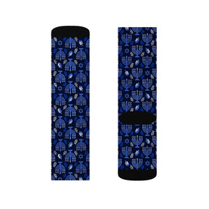 Blue Hanukkah Menorah Socks