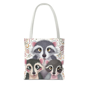 Three Racoons, All Over Print Tote Bag