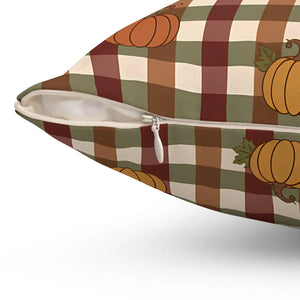 Autumn Pumpkin Plaid Pillow