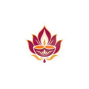 Lotus diya kiss-cut vinyl decal - home decor decals