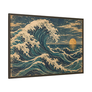 Framed canvas wall art vintage japanese great wave ocean print - printable