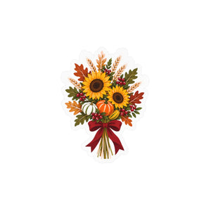 Autumn sunflower bouquet kiss-cut vinyl decal - home decor decals