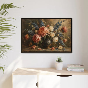 Vintage floral bouquet framed canvas wall art - printable