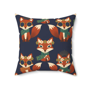 Whimsical Fox Pattern Throw Pillow — Cute Woodland Decorative Cushion