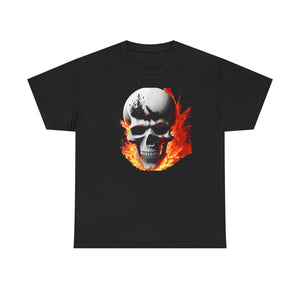 Skull with flames, Unisex Heavy Cotton Tee