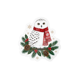 Christmas snowy owl kiss-cut vinyl decal - home decor decals