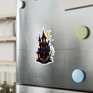 Haunted halloween castle kiss-cut vinyl decal - home decor decals
