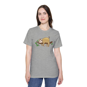 Sloth on a tree branch, Unisex Jersey Short Sleeve Tee