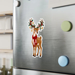 Kiss-cut vinyl decal – festive christmas reindeer with antlers - home decor decals