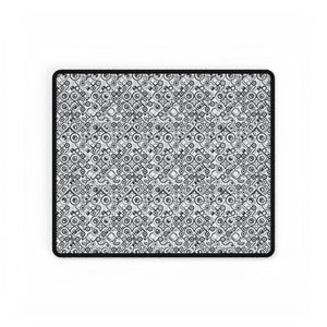 Monochrome Retro Gears Desk Mat — Large Gaming/Office Mouse Pad
