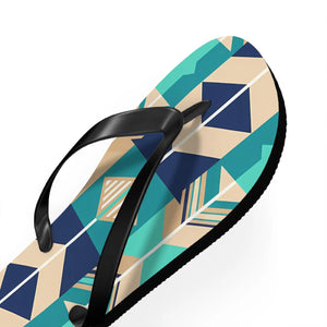 Geometric teal and navy flip flops - slippers