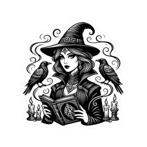 3 inch square of the DipaliZ witch and ravens vinyl sticker