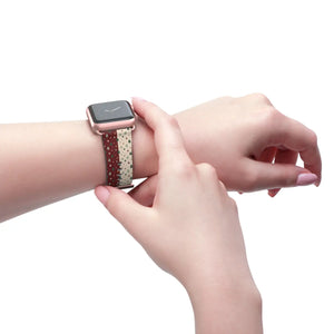Holiday Pine Tree Pattern Watch Band — Festive Red & Cream Apple Watch Strap