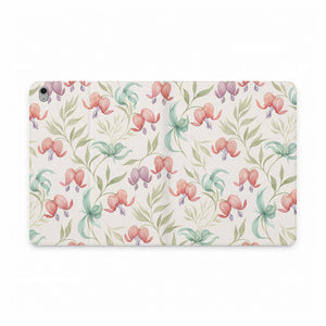Floral Watercolor Tablet Folio Case — Pink Bleeding Heart Pattern