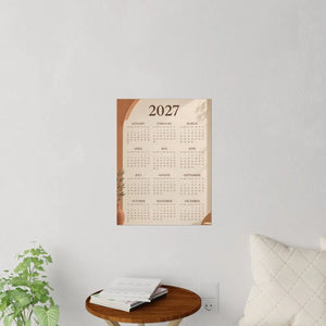 2027 Minimal Beige Wall Calendar Decal — Neutral Boho Yearly Planner