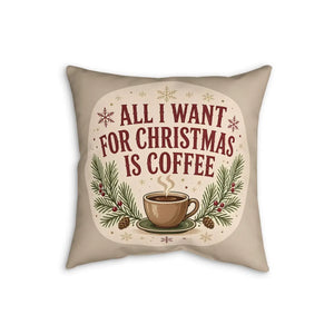 DipaliZ Christmas coffee throw pillow at 16 by 16 inches