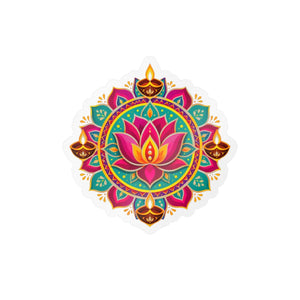 Colorful lotus mandala kiss-cut vinyl decal - home decor decals