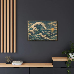 Framed canvas wall art vintage japanese great wave ocean print - printable