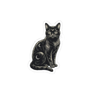 Flat silhouette cat artwork with gold back highlights, kiss-cut by DipaliZ