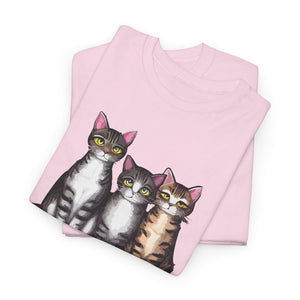 Three Cats, Triple the cuteness, Unisex Heavy Cotton Tee