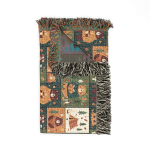 Cozy Cabin Patchwork Woven Blanket — Rustic Lodge Throw for Living Room & Cabin Decor