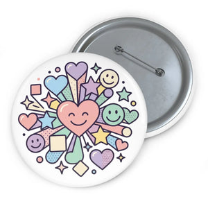 Happy Hearts Pastel Pin Button — Cute Smiley Badge for Jackets, Bags & Gifts