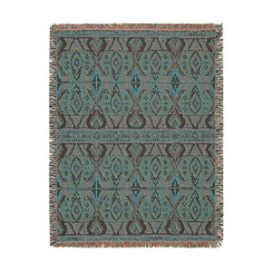 DipaliZ blanket with fringe and geometric southwestern artwork