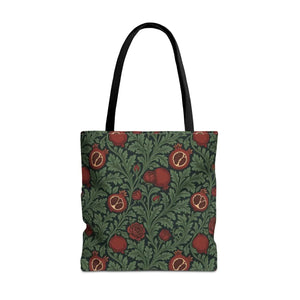 Vintage william morris-inspired botanical pomegranate tote bag - bags