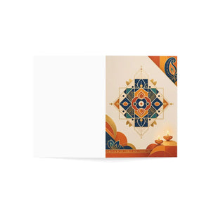 Diwali rangoli greeting card - festive lanterns & diyas pack (1/10/30/50) - cards