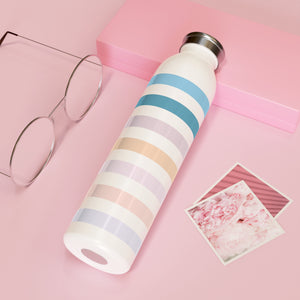 Colorful stripes in pastel colors, Slim Water Bottle