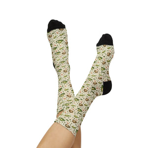 Frog and toad Pattern Sublimation Socks — Cute Woodland Animal Crew Socks