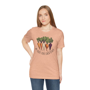 We Root for each other with root vegetables, Unisex Jersey Short Sleeve Tee