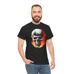 Skull with flames, Unisex Heavy Cotton Tee